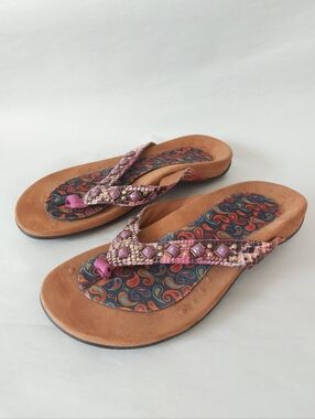 Vionic Beach Othothic Comfort Embellished Rest Floriana Thong Flip-Flop Size 8